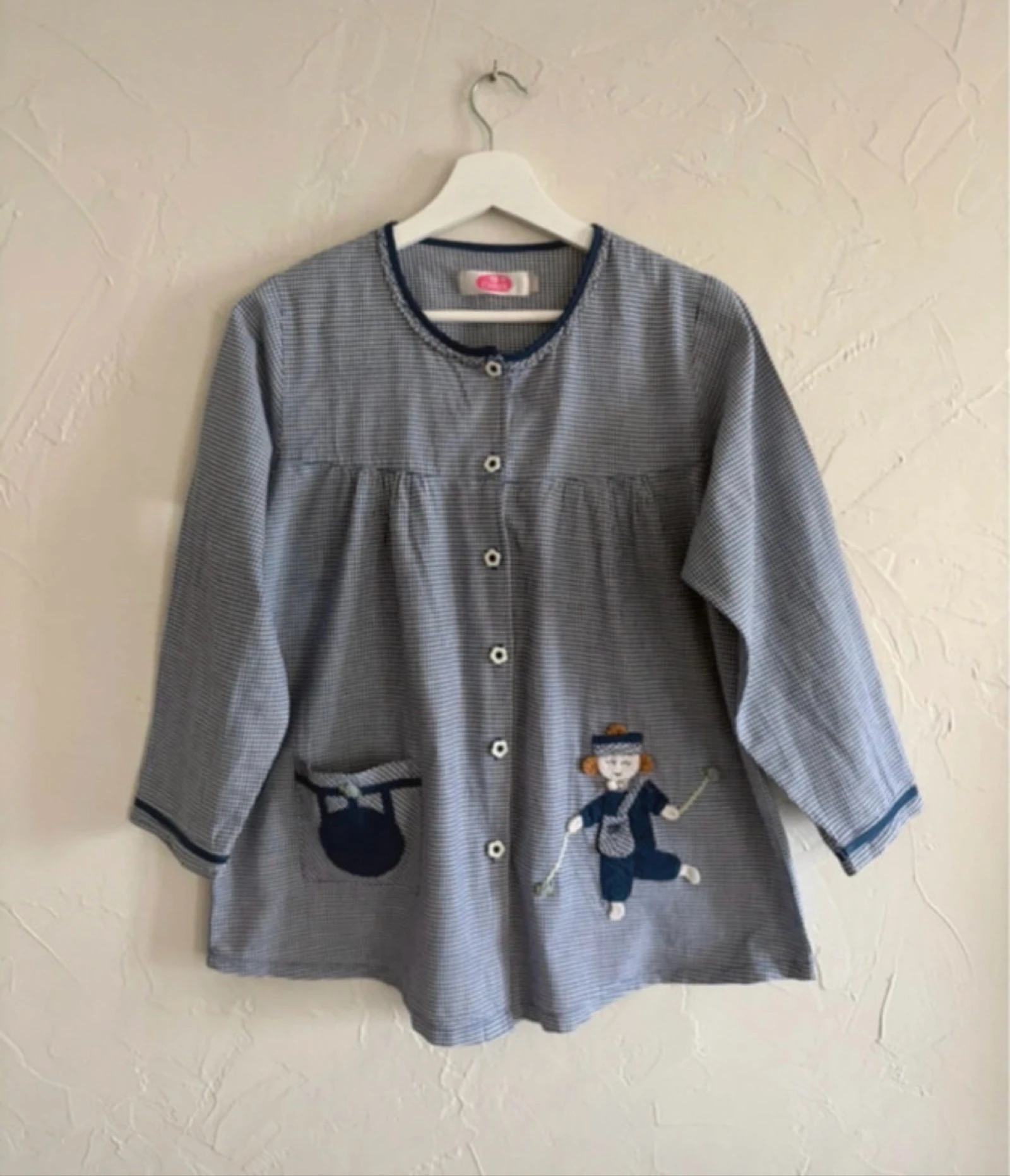 Blouse vichy vintage avec broderies taille 34